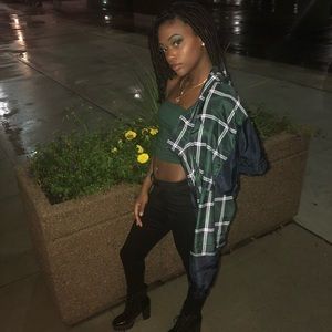 Green & Blue crop jacket